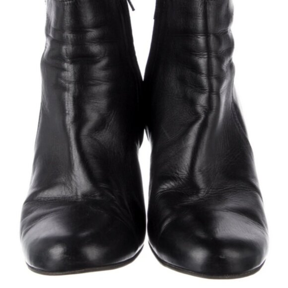 ✨ Lanvin Black Leather Ankle Booties | Wedge Heels | Buckle Detail | Size 8.5 - Picture 2 of 5